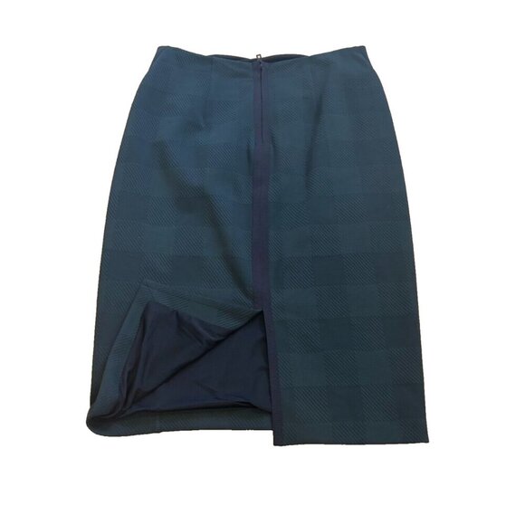 Rag & Bone Green Plaid Textured Stretch Pencil Skirt Zippered Back Womens Sz 4 - Picture 3 of 5